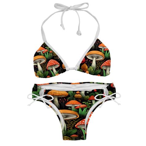 Mushroom Bikini Set With Detachable Sponge Adjustable Strap Two Pack Ideal For Beach Pool