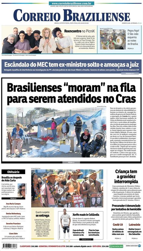 Capa Correio Braziliense Edi O Domingo De Junho De