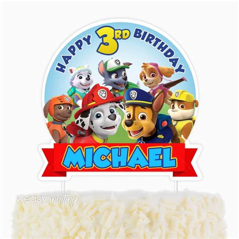 Paw Patrol Cake Topper Easy Inviting