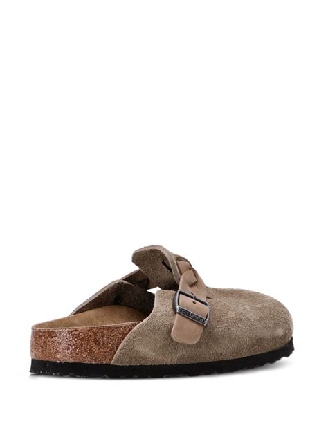 Birkenstock Boston Suede Slippers Neutrals Farfetch