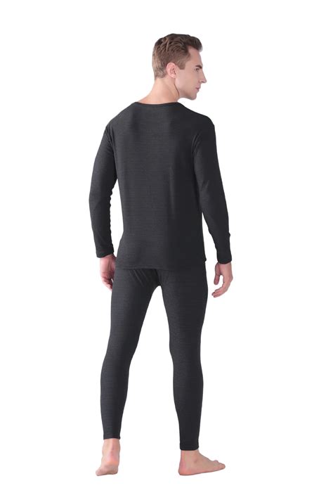 Ensemble de lingerie Black Gray Thermique à rayures Coton Grande taille Homme Blanc