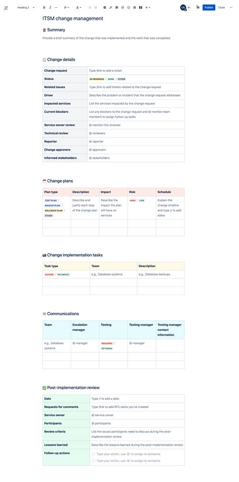 Itsm Change Management Template Atlassian