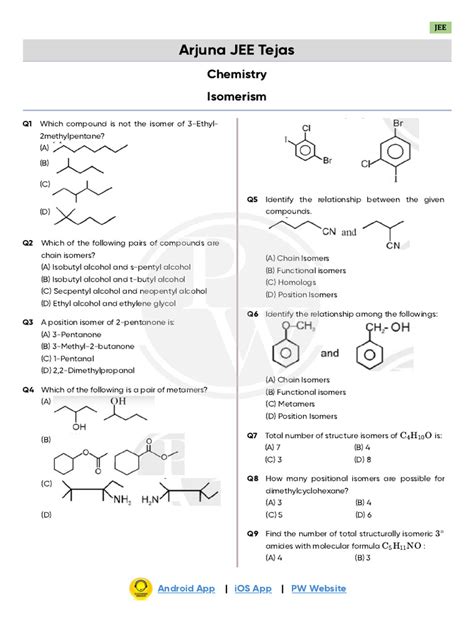 Isomerism _ Practice Sheet __ Arjuna JEE 2024 | Download Free PDF ...