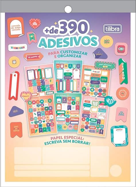 Tilibra Adesivos Decorado Bloco Para Planner 12 Folhas Tilibra