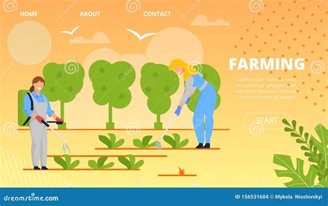 Flat Banner Modern Crop Farming Landing Page. Stock Vector - Illustration of cultivation, modern ...