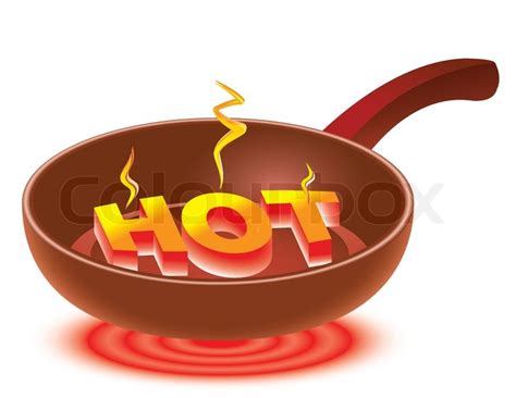 Inscription HOT On Red Hot Frying Pan Abstract Vector Illustration Stock Vector Colourbox