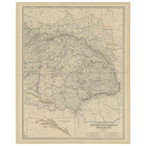 Colourful Old Map of the Austrian Empire, with an Inset Map of Vienna ...