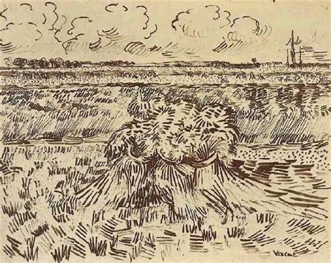 Wheat Field With Sheaves Vincent Van Gogh Van Gogh Drawings