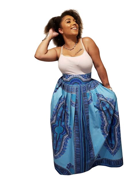 Sky Blue African Print Dashiki Maxi Skirt African Skirt Etsy