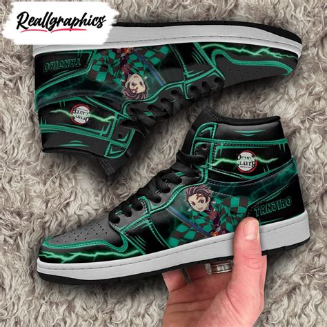 Demon Slayer Kamado Tanjiro Jordan Sneakers Black Cool Style Custom Anime Shoes - Reallgraphics