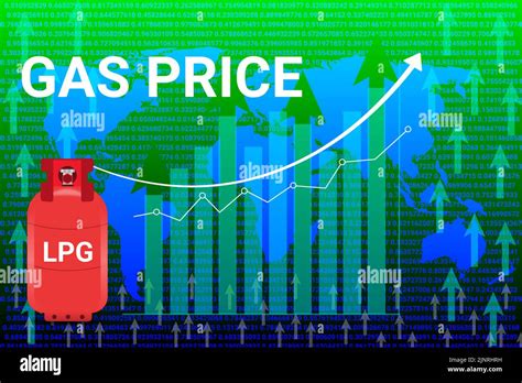 Gas Price Hike Background With Numbers Graphs And Gas Cylinder