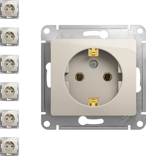 Механизм розетки Schneider Electric Glossa с заземлением молочный ...