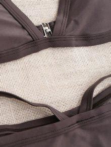 Padded V Strap Thong Bikini Set In Coffee Zaful