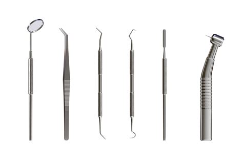 D Realistic Professional Dental Tools Set For Dentistry Inspection