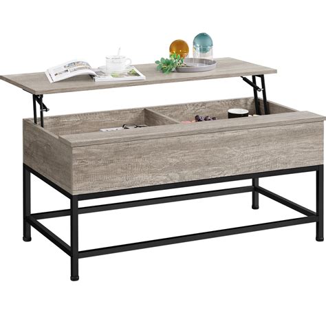 Alden Design Wood and Metal Lift Top Coffee Table, Rustic Gray ...