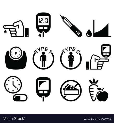 Diabetes Disease Health Icons Set Vector Image On Health Icon