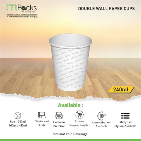 8oz Paper Cup Double Wall Mpacks