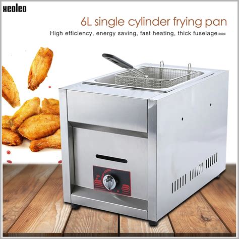 XEOLEO LPG Deep Fryer Stainless Steel Gas Fryer Commercial Fryer 6L