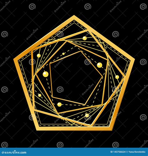 Golden Pentagon On Black Background Vector Illustration Stock Vector