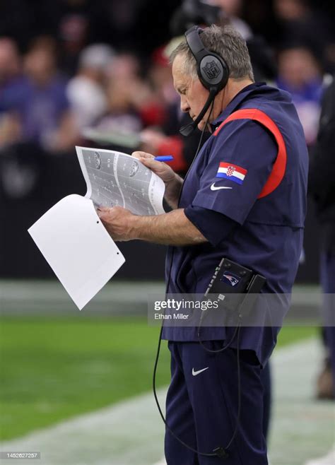 Head Coach Bill Belichick Of The New England Patriots Looks At Game