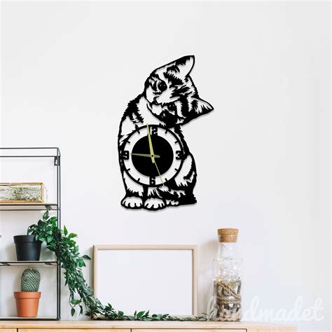 cute cat wall clock unique funny cat  wall clock cat lover