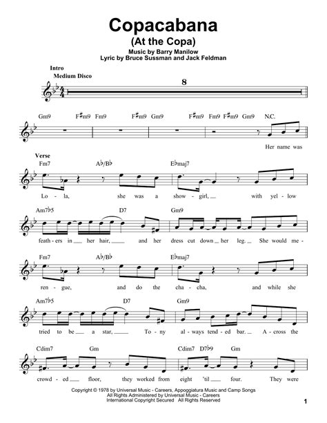 Barry Manilow - Copacabana (At The Copa) sheet music