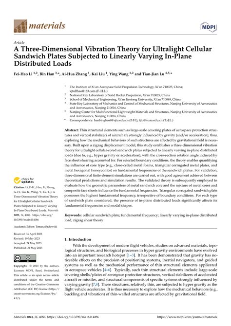 PDF A Three Dimensional Vibration Theory For Ultralight Cellular