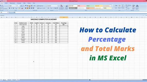 How To Calculate Total Marks And Percentage In Ms Excel Sheeraz Tech