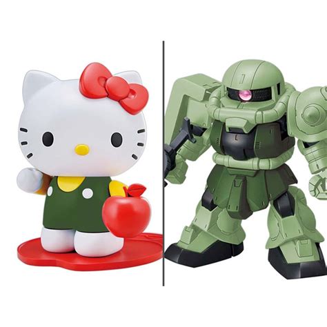 Original Bandai Hello Kitty X Sd Gundam Cross Silhouette Zaku Ii Model