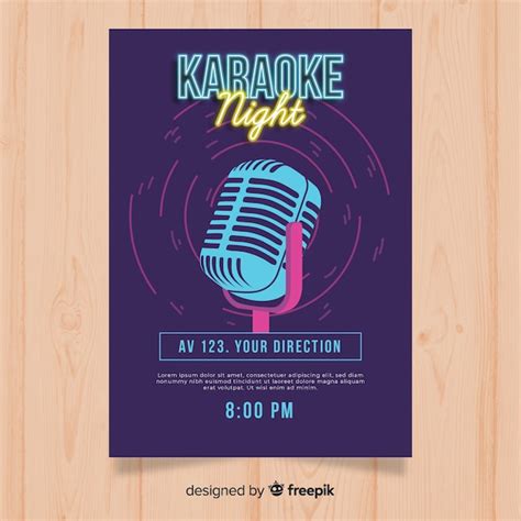 Karaoke Party Plakat Vorlage Im Flachen Stil Premium Vektor