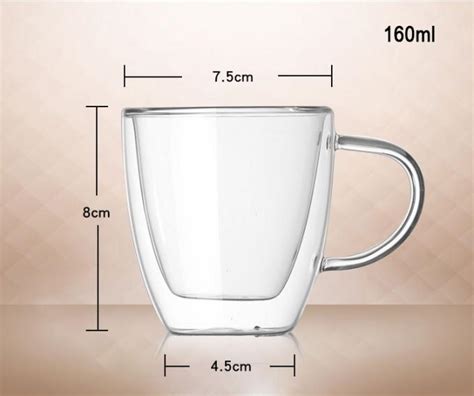 Handmade Heat Resistant Double Wall Glass Cup Sophisticated Look For Coffee