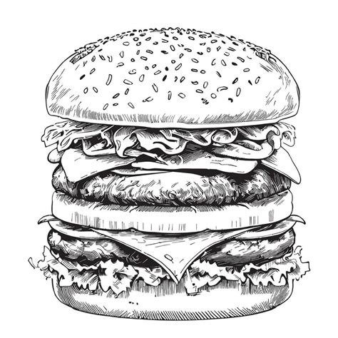 Huge burger sketch hand drawn sketch illustration 35657015 Vector Art at Vecteezy