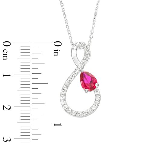 Pear Shaped Lab Created Ruby And White Lab Created Sapphire Infinity Pendant In Sterling Silver