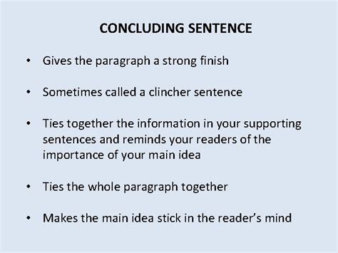 Grammar Topic Sentences Supporting Sentences Concluding Sentences