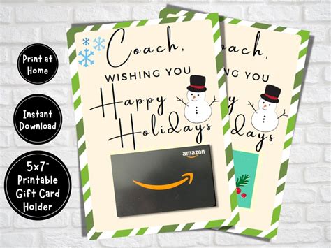 Coach Holiday Gift Gift Card Holder Printable Coach Thank - Etsy