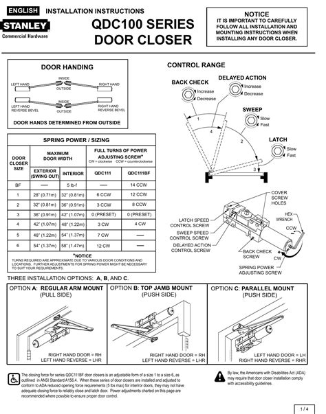 Door Closer Installation Template