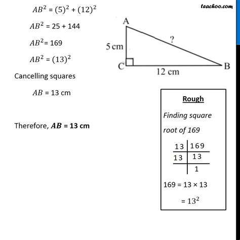 Example 6 ABC Is Right Angled At C If AC 5 Cm BC 12 Cm