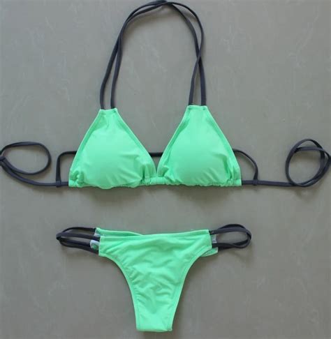 2017 NEW Halter Bikini Set Sexy Cut Out Swimwear Strappy Bikinis