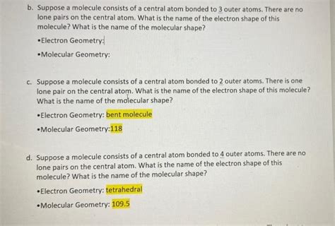 Solved B Suppose A Molecule Consists Of A Central Atom Chegg