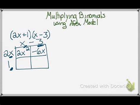 Multiplying Binomials Using Area Model YouTube