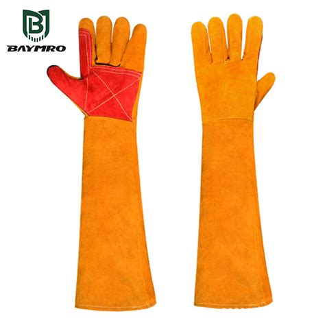 Cm Yellow Cow Split Leather Double Palm Heat Resistant Industrial