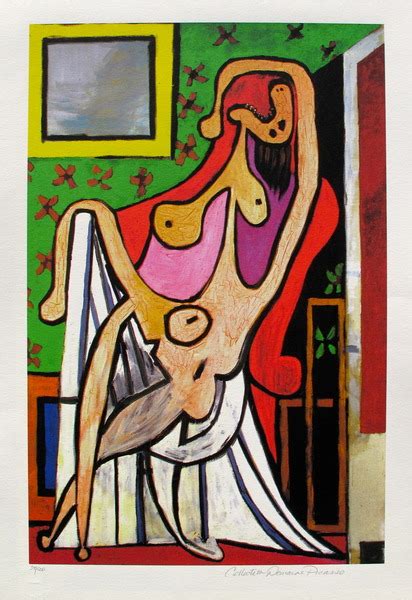 Pablo Picasso Estate Signed Giclee 54 Large Nude In Red Armchair