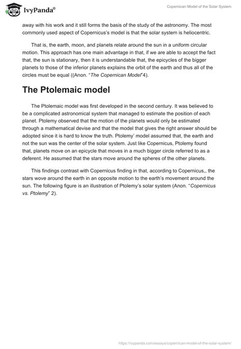 Copernican Model of the Solar System - 1383 Words | Essay Example