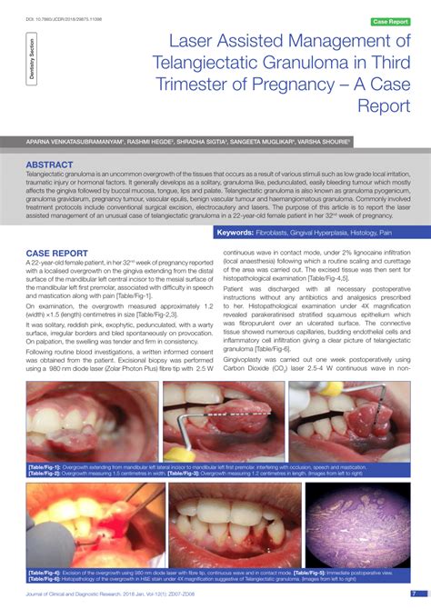 Pdf Laser Assisted Management Of Telangiectatic Granuloma In Third