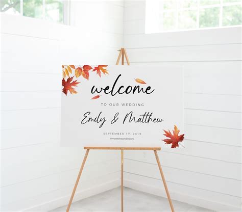 Fall Welcome Sign Autumn Wedding Welcome Sign Template | Etsy