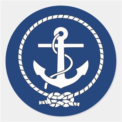 Navy Anchor Classic Round Sticker