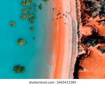 Aerial View Orange Pink Sandy Beach Stock Photo 2465411387 | Shutterstock