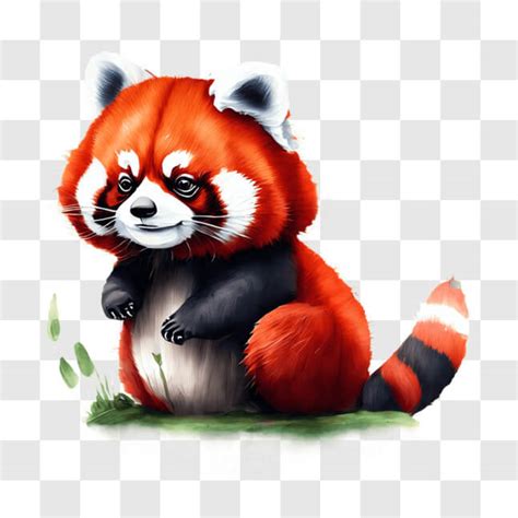 Baixe Panda Vermelho Adorável Sentado Confortavelmente PNG Creative