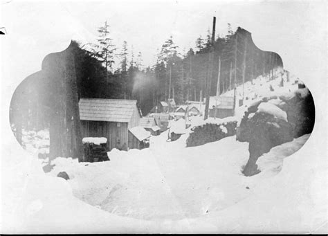 Ogle Mountain Mine, snow and buildings | Clackamas County Historical ...
