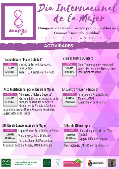 Programación De Actividades Para Conmemorar El 8 De Marzo Día Internacional De La Mujer